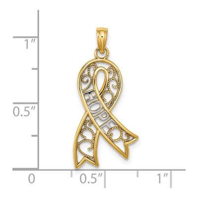 10K Yellow Gold HOPE Filigree Awareness Ribbon Charm – view 4
