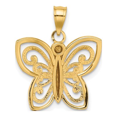 10K Yellow Gold Diamond-Cut Butterfly Charm – view 4