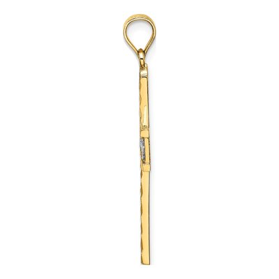10K Yellow Gold Diamond-Cut Flower Cross Charm – view 3