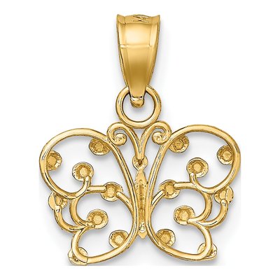 10K Yellow Gold Diamond-Cut Butterfly Charm – view 5
