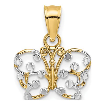 10K Yellow Gold Diamond-Cut Butterfly Charm