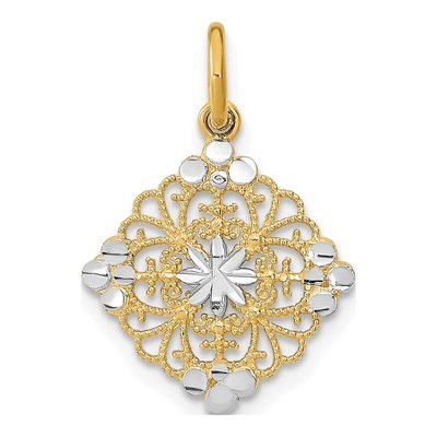 10K Yellow Gold Filigree Medallion Charm