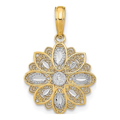 10K Yellow Gold Filigree Flower Charm