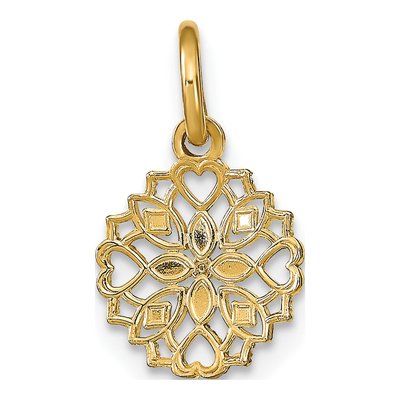 10K Yellow Gold Flower Cross Heart Charm – view 5