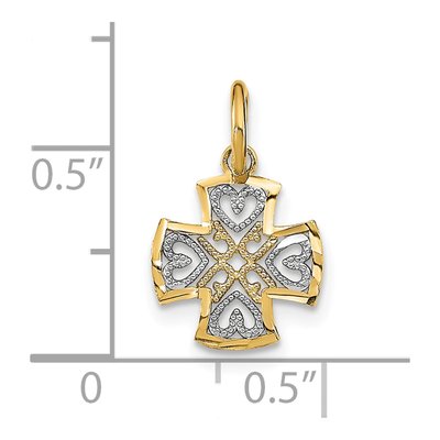 10K Yellow Gold Hearts-In-Cross Pendant – view 4