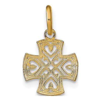 10K Yellow Gold Hearts-In-Cross Pendant – view 5