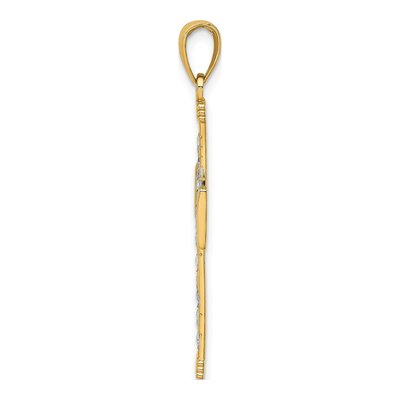 10K Yellow Gold Diamond-Cut Cross Pendant – view 2