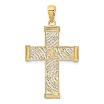 10K Yellow Gold Diamond-Cut Cross Pendant – view 4