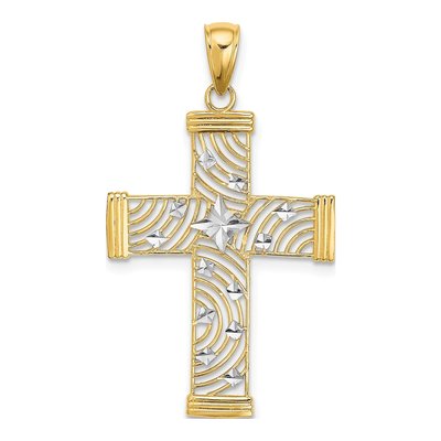 10K Yellow Gold Diamond-Cut Cross Pendant