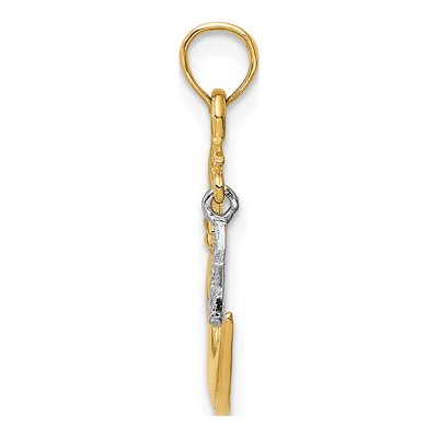10K Two-Tone Gold Half Moon Star Pendant – view 3