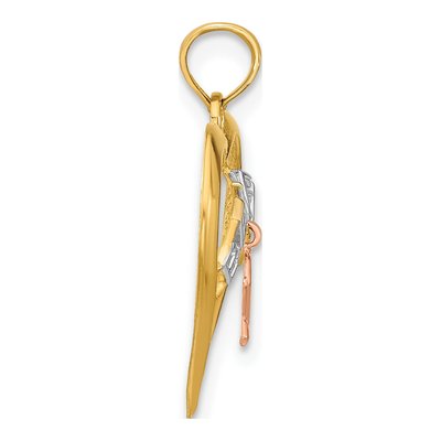 10K Two-Tone Gold Believe Heart Ribbon Pendant – view 3