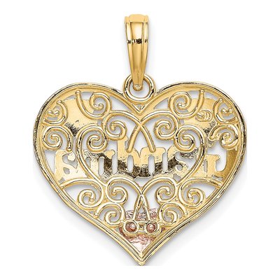 10K Two-Tone Gold Grandma Filigree Heart Charm – view 5