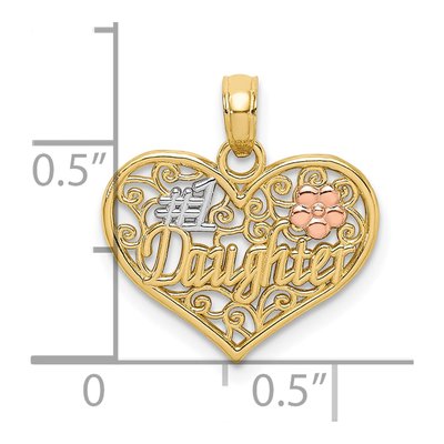10K Two-Tone Gold Daughter Heart Number 1 Pendant – view 4