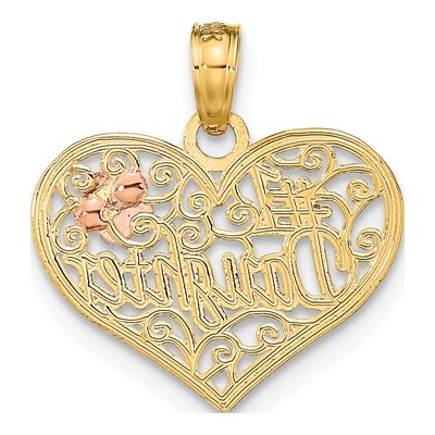 10K Two-Tone Gold Daughter Heart Number 1 Pendant – view 5