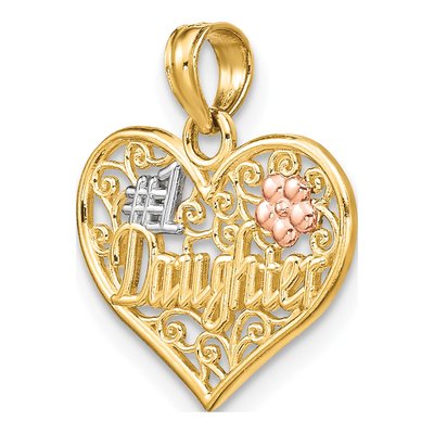 10K Two-Tone Gold Daughter Heart Number 1 Pendant – view 6