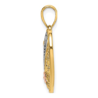 10K Two-Tone Gold Grandma Filigree Heart Charm – view 3