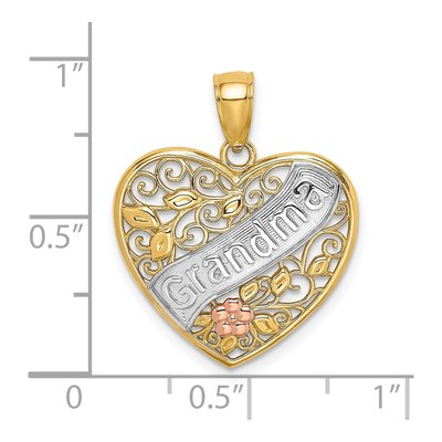 10K Two-Tone Gold Grandma Filigree Heart Charm – view 4