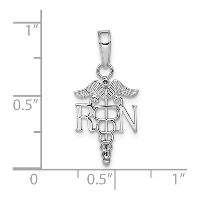 10K White Gold RN Caduceus Pendant – view 5