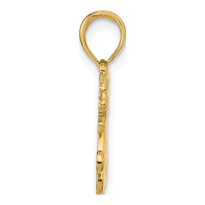 10K Yellow Gold MOM Heart Angels Pendant – view 3