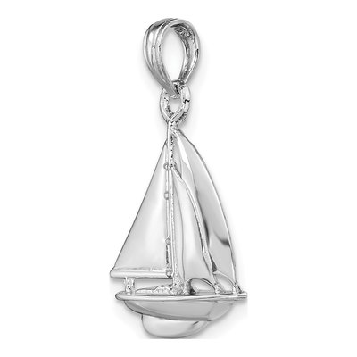 10K White Gold Sailboat Pendant – view 5