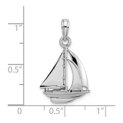 10K White Gold Sailboat Pendant – view 6
