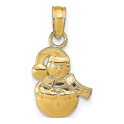 10K Yellow Gold Snowman Pendant