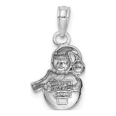 10K White Gold Snowman Pendant – view 5