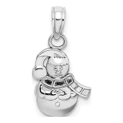 10K White Gold Snowman Pendant