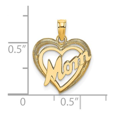 10K Yellow Gold MOM Heart Pendant – view 3
