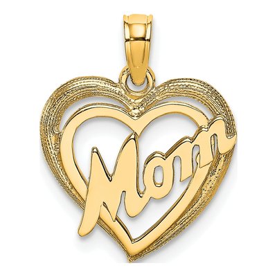 10K Yellow Gold MOM Heart Pendant