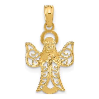 10K Yellow Gold Filigree Angel Wings Charm – view 4