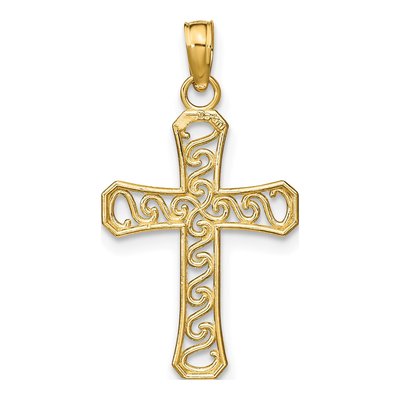 10K Yellow Gold Fancy Cross Pendant – view 5