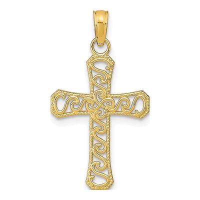 10K Yellow Gold Fancy Cross Pendant