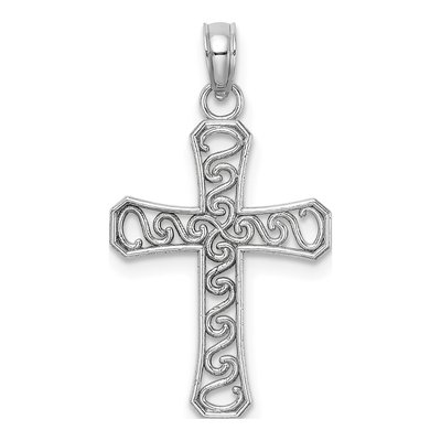 10K White Gold Fancy Cross Pendant – view 3