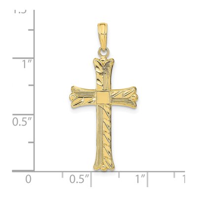 10K Yellow Gold Textured Cross Pendant – view 4