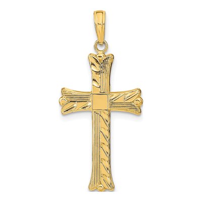 10K Yellow Gold Textured Cross Pendant