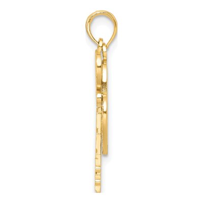 10K Yellow Gold Filigree Heart Lock Key Pendant – view 3