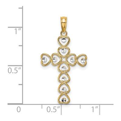 10K Yellow Gold Hearts Cross Pendant – view 3