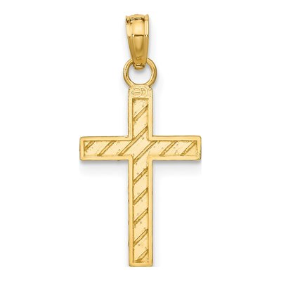 10K Yellow Gold Diamond-Cut Cross Pendant – view 5