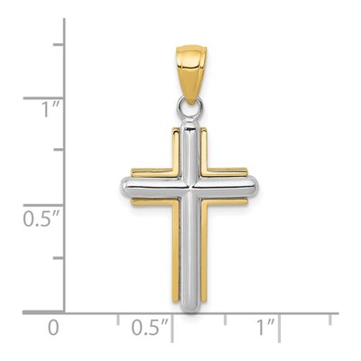 10K Two-Tone Gold Cross Pendant – view 3