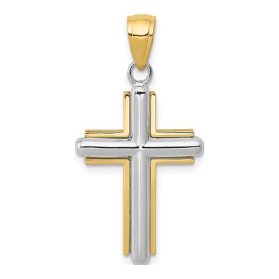 10K Two-Tone Gold Cross Pendant
