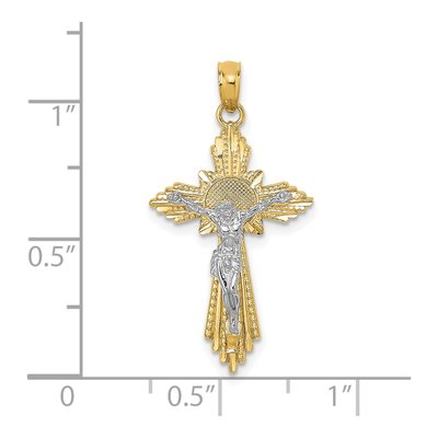 10K Two-Tone Gold Diamond-Cut Crucifix Pendant – view 3