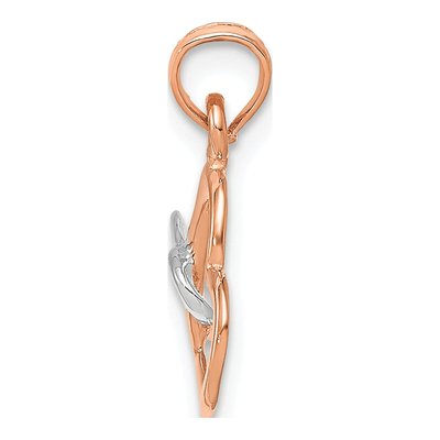 10K Two-Tone Gold Intertwined Double Heart Pendant – view 3