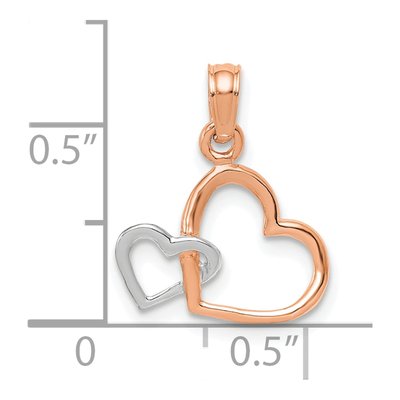 10K Two-Tone Gold Intertwined Double Heart Pendant – view 4