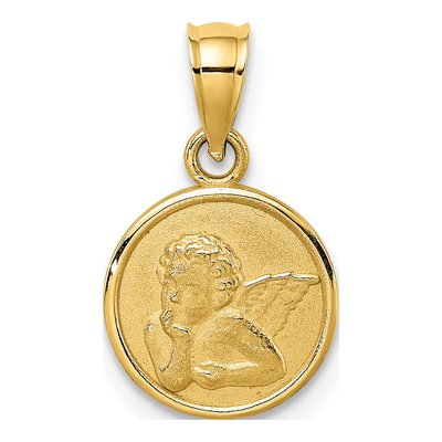10K Yellow Gold Angel Coin Pendant