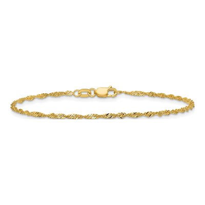 10K Yellow Gold 1.7mm Singapore Chain Bracelet – view 4