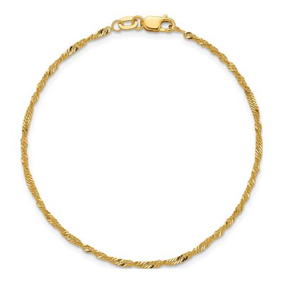10K Yellow Gold 1.7mm Singapore Chain Bracelet – view 5