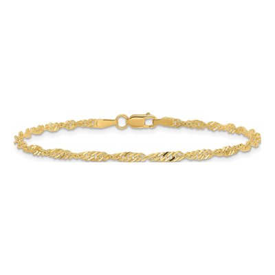 10K Yellow Gold 2mm Singapore Chain Bracelet – view 2