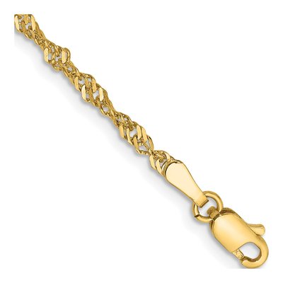 10K Yellow Gold 2mm Singapore Chain Bracelet