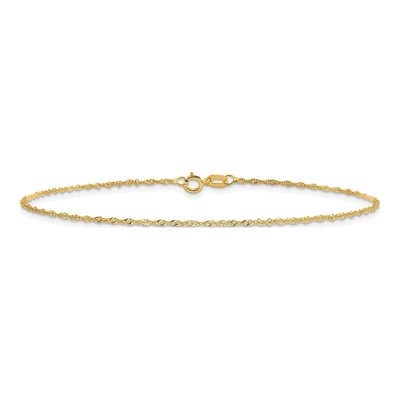 10K Yellow Gold 1.1mm Singapore Chain Bracelet – view 3